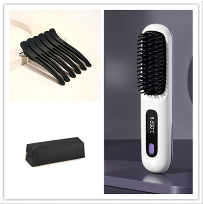 2-in-1 Hair Straightener Brush