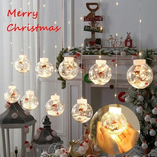 Christmas Snowman Curtain Lights